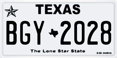 TX license plate BGY2028