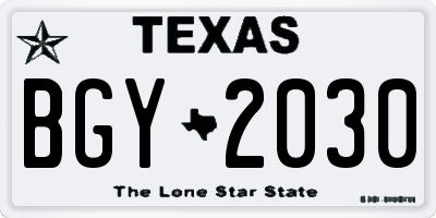 TX license plate BGY2030