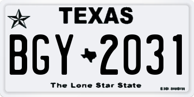 TX license plate BGY2031