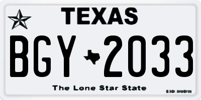 TX license plate BGY2033