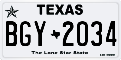 TX license plate BGY2034