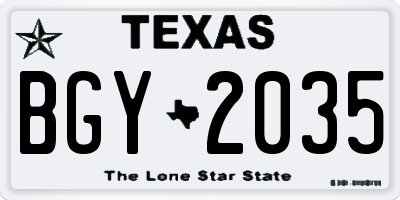 TX license plate BGY2035
