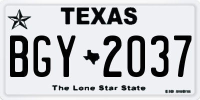 TX license plate BGY2037