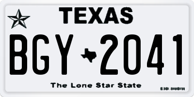 TX license plate BGY2041