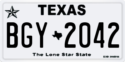 TX license plate BGY2042