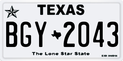 TX license plate BGY2043