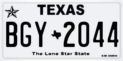 TX license plate BGY2044
