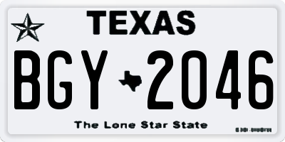 TX license plate BGY2046