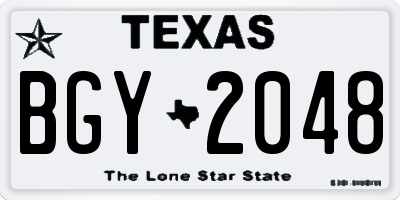 TX license plate BGY2048