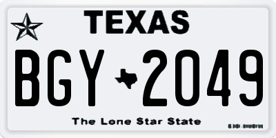 TX license plate BGY2049