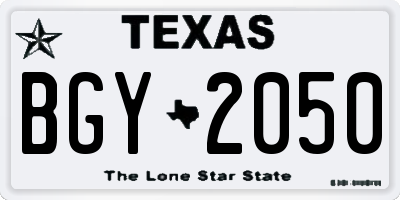 TX license plate BGY2050