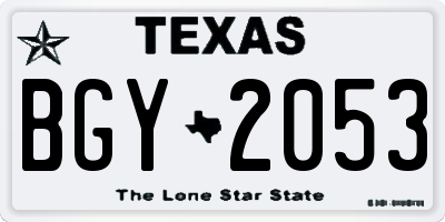 TX license plate BGY2053