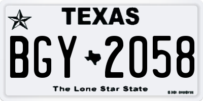 TX license plate BGY2058
