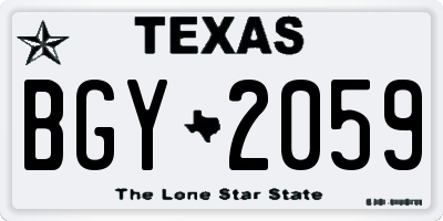 TX license plate BGY2059
