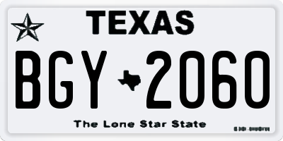 TX license plate BGY2060