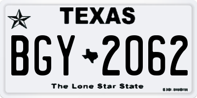 TX license plate BGY2062