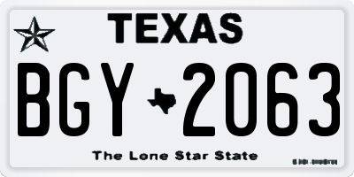 TX license plate BGY2063
