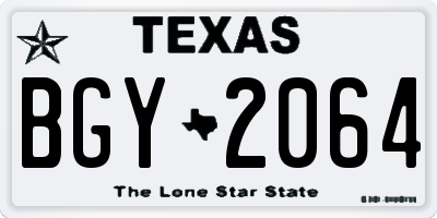 TX license plate BGY2064