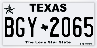 TX license plate BGY2065