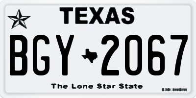 TX license plate BGY2067