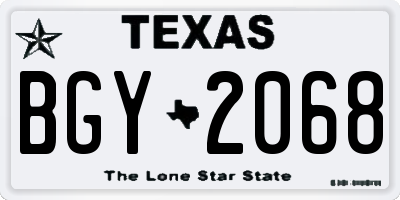 TX license plate BGY2068