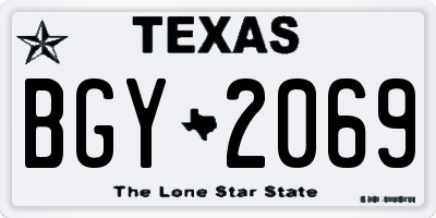 TX license plate BGY2069