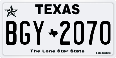 TX license plate BGY2070