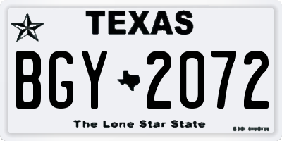 TX license plate BGY2072
