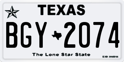 TX license plate BGY2074