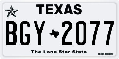 TX license plate BGY2077