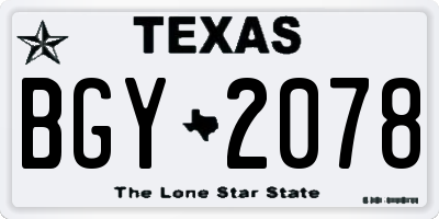 TX license plate BGY2078