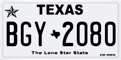 TX license plate BGY2080