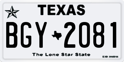 TX license plate BGY2081