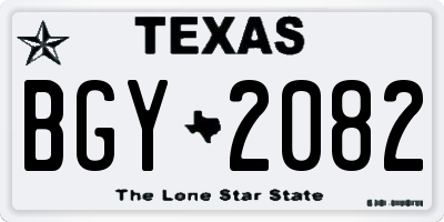 TX license plate BGY2082