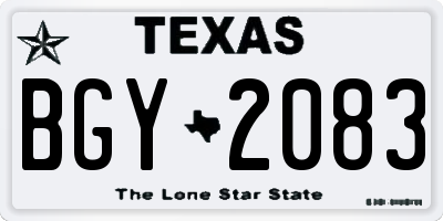 TX license plate BGY2083