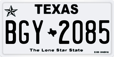 TX license plate BGY2085