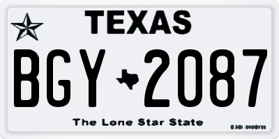TX license plate BGY2087