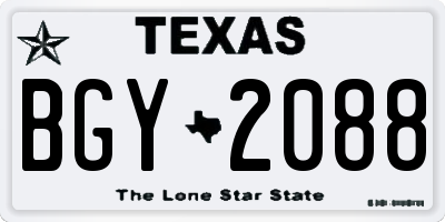 TX license plate BGY2088
