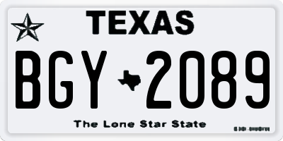 TX license plate BGY2089