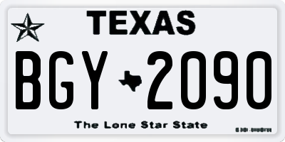 TX license plate BGY2090