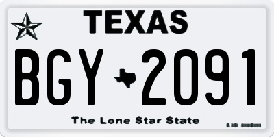 TX license plate BGY2091