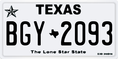 TX license plate BGY2093