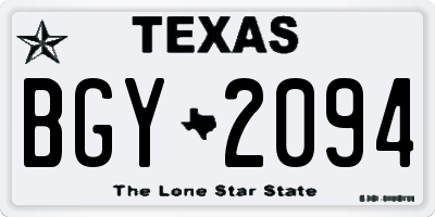 TX license plate BGY2094