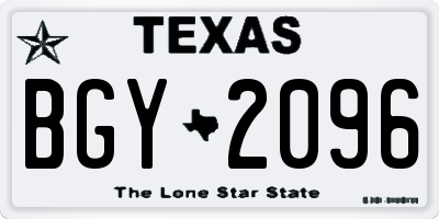 TX license plate BGY2096