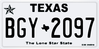 TX license plate BGY2097