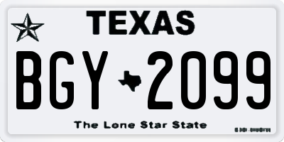 TX license plate BGY2099