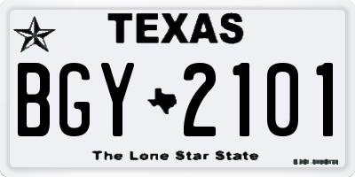 TX license plate BGY2101