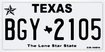 TX license plate BGY2105