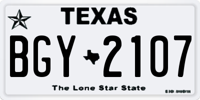 TX license plate BGY2107
