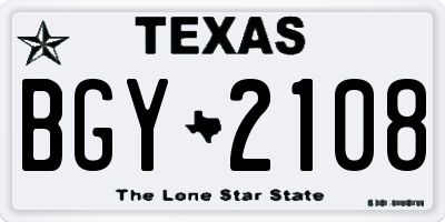TX license plate BGY2108